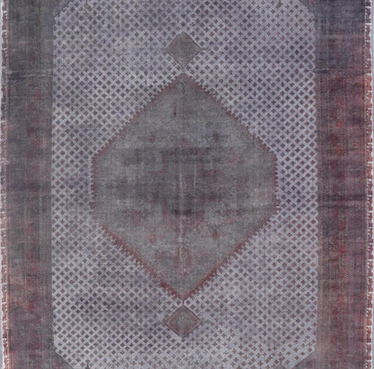 Antique Turkish Oushak Rug with Geometric Medallion Design in Light Blue & Red. Keivan Woven Arts rug / KBE - 230401, origin / Turkey. Earlier 20th century. Measures: 12'10 x 22'10 This beautiful rug from early 20th century Turkey features a C... - Keivan Woven ArtsKBE - 230401 - 3047Rug