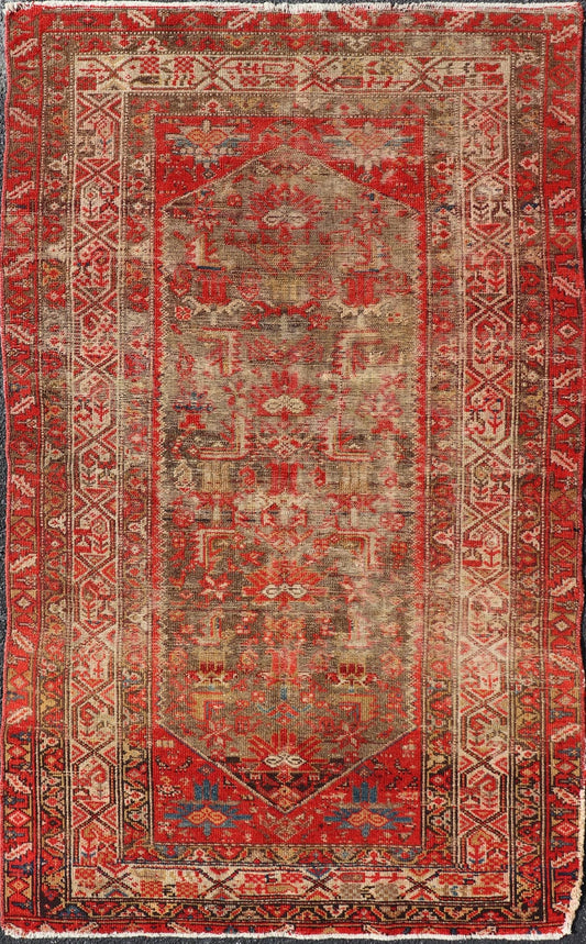Measures: 3'11 x 6'4 Antique Distressed Persian Malayer Rug by Keivan Woven Arts With Medallion . rug KBE - 230903, Keivan Woven Arts / country of origin / type: Iran / Malayer, circa 1920. This amazing antique Malayer rug from early 20th cen... - Keivan Woven ArtsKBE - 230903 - 25302Rug