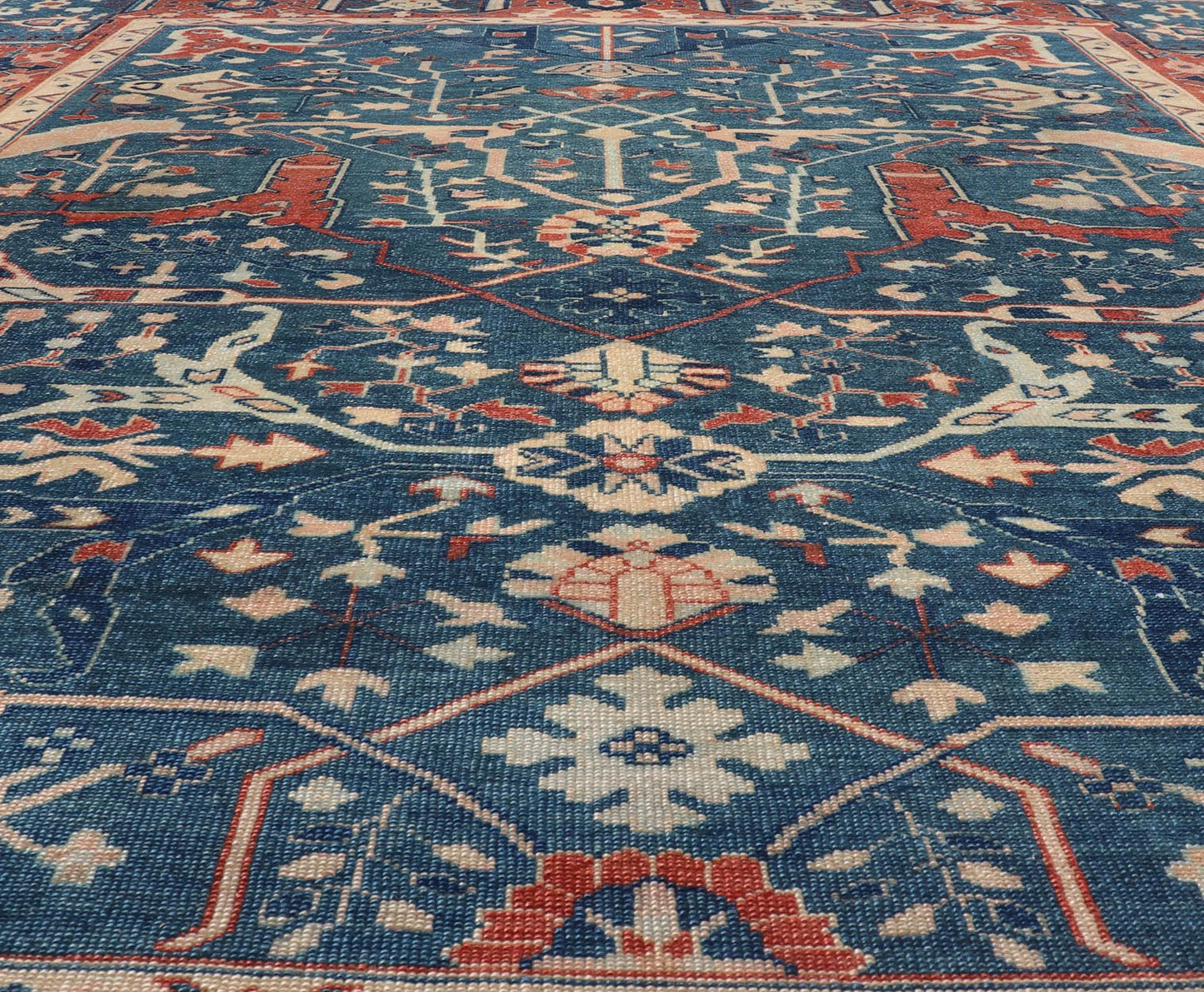 Measures: 9'1 x 11'8 Oushak By Keivan Woven Arts Turkish Rug with All Over Design. Keivan Woven Arts / rug KBE - 240204, country of origin / type: Turkey / Oushak. - Keivan Woven ArtsKBE - 240204 - 27646Rug
