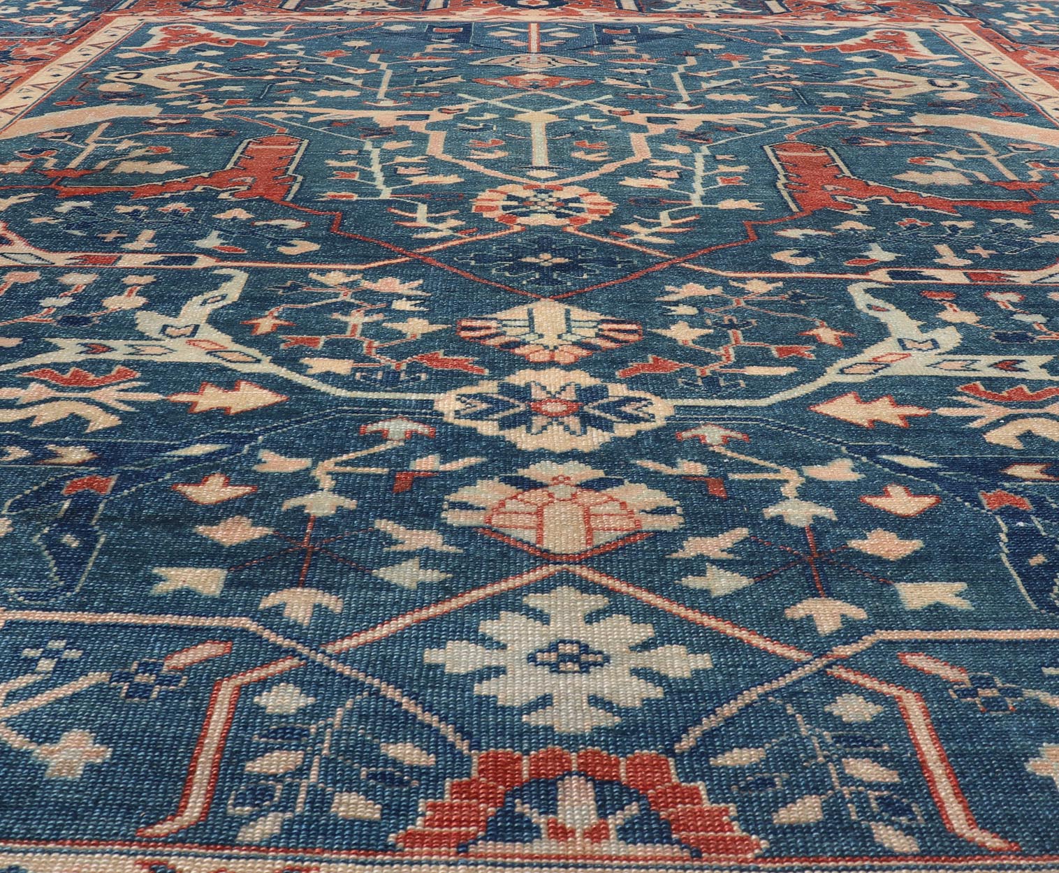 Measures: 9'1 x 11'8 Oushak By Keivan Woven Arts Turkish Rug with All Over Design. Keivan Woven Arts / rug KBE - 240204, country of origin / type: Turkey / Oushak. - Keivan Woven ArtsKBE - 240204 - 27646Rug