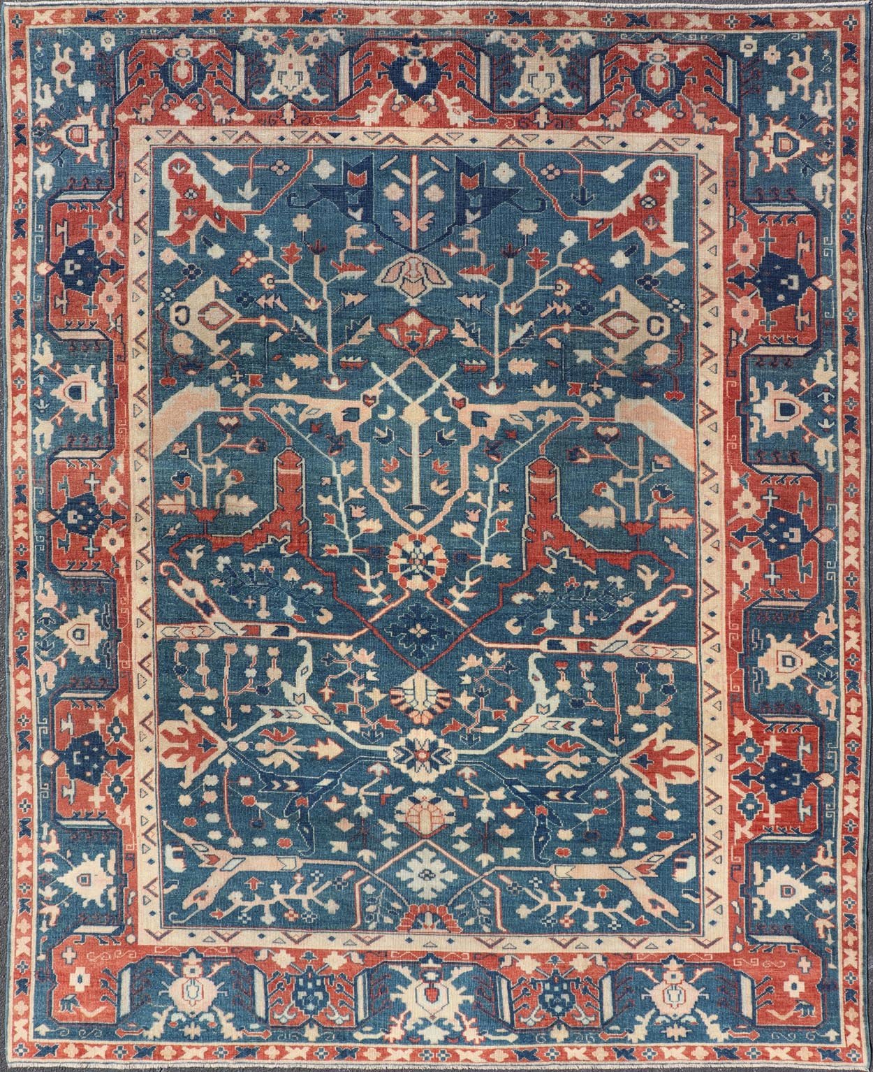 Measures: 9'1 x 11'8 Oushak By Keivan Woven Arts Turkish Rug with All Over Design. Keivan Woven Arts / rug KBE - 240204, country of origin / type: Turkey / Oushak. - Keivan Woven ArtsKBE - 240204 - 27646Rug
