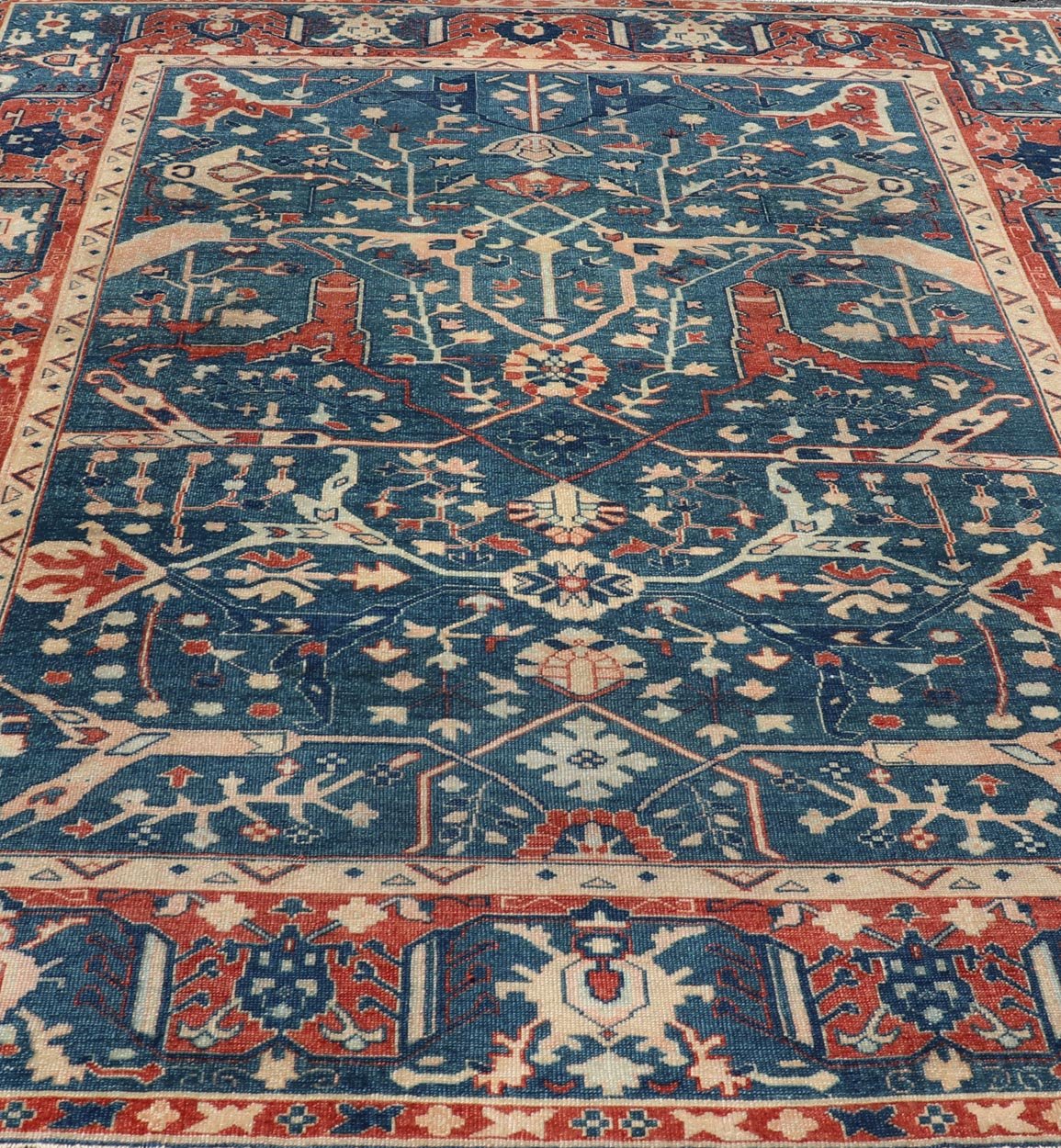Measures: 9'1 x 11'8 Oushak By Keivan Woven Arts Turkish Rug with All Over Design. Keivan Woven Arts / rug KBE - 240204, country of origin / type: Turkey / Oushak. - Keivan Woven ArtsKBE - 240204 - 27646Rug
