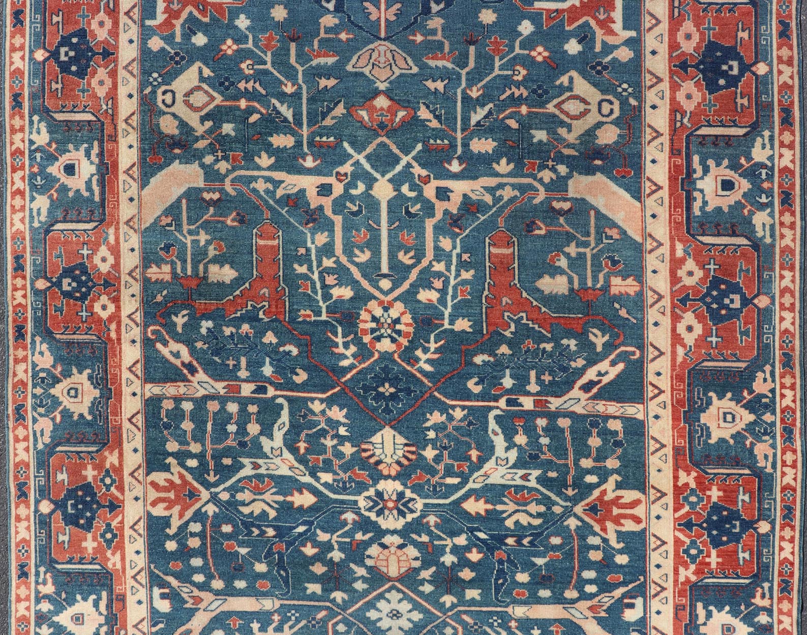 Measures: 9'1 x 11'8 Oushak By Keivan Woven Arts Turkish Rug with All Over Design. Keivan Woven Arts / rug KBE - 240204, country of origin / type: Turkey / Oushak. - Keivan Woven ArtsKBE - 240204 - 27646Rug