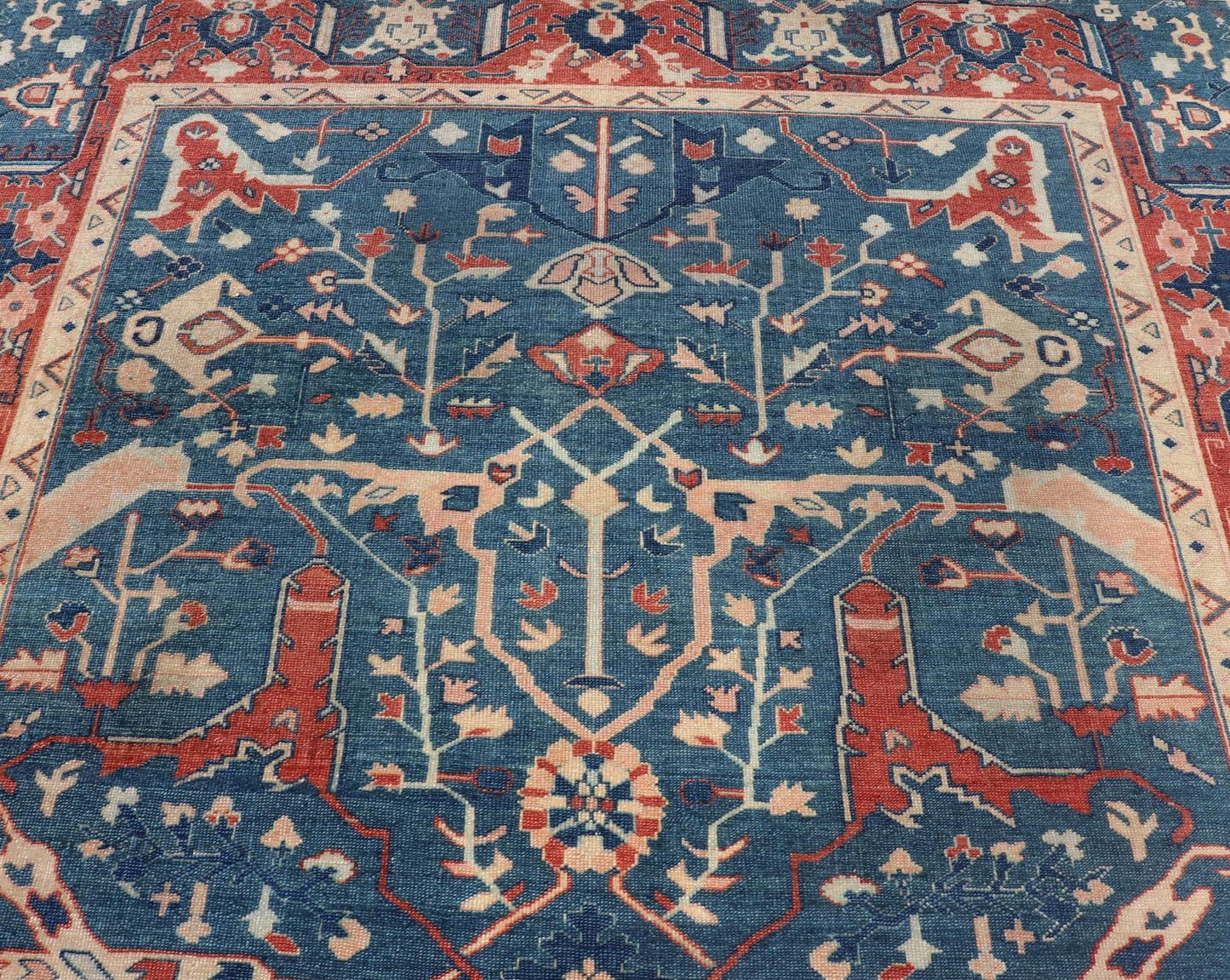 Measures: 9'1 x 11'8 Oushak By Keivan Woven Arts Turkish Rug with All Over Design. Keivan Woven Arts / rug KBE - 240204, country of origin / type: Turkey / Oushak. - Keivan Woven ArtsKBE - 240204 - 27646Rug
