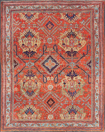 Early 20th Century Antique Oushak Rug in Large Medallions by Keivan Woven Arts Measures: 12'0 x 14'7 Keivan Woven Arts Early 20th Century Antique Turkish Oushak Rug. Keivan Woven Arts / rug KBE - 240205, country of origin / type: Turkey ... - Keivan Woven ArtsKBE - 240205 - 27652Rug