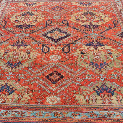 Early 20th Century Antique Oushak Rug in Large Medallions by Keivan Woven Arts Measures: 12'0 x 14'7 Keivan Woven Arts Early 20th Century Antique Turkish Oushak Rug. Keivan Woven Arts / rug KBE - 240205, country of origin / type: Turkey ... - Keivan Woven ArtsKBE - 240205 - 27652Rug