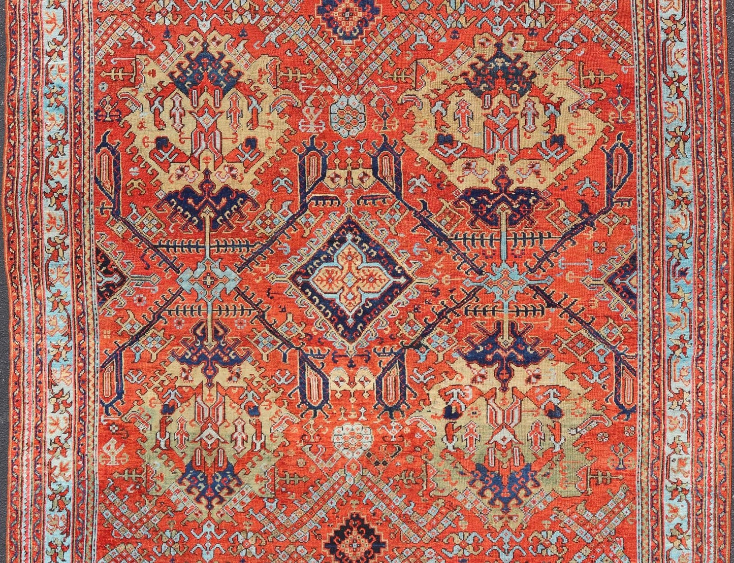 Early 20th Century Antique Oushak Rug in Large Medallions by Keivan Woven Arts Measures: 12'0 x 14'7 Keivan Woven Arts Early 20th Century Antique Turkish Oushak Rug. Keivan Woven Arts / rug KBE - 240205, country of origin / type: Turkey ... - Keivan Woven ArtsKBE - 240205 - 27652Rug