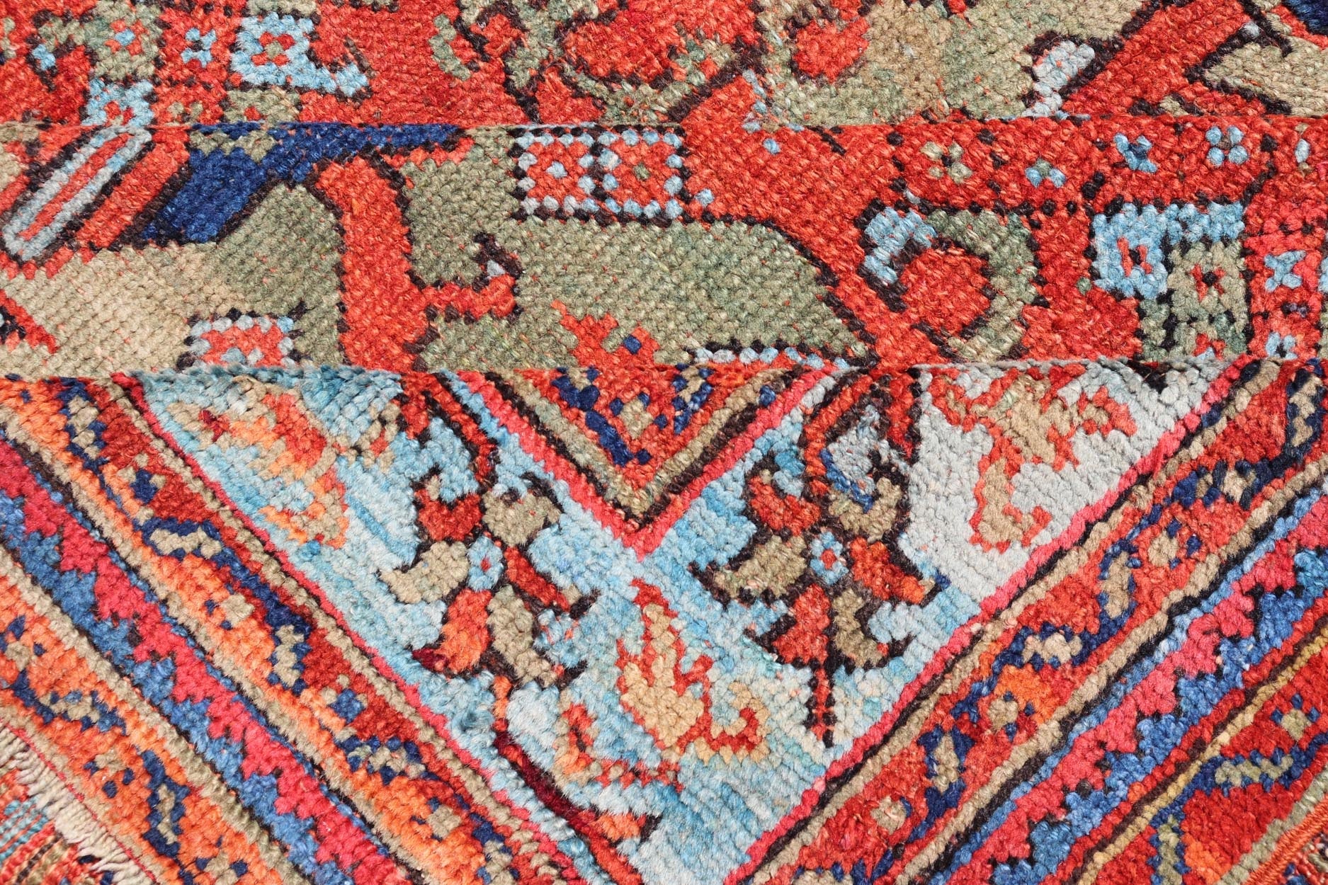 Early 20th Century Antique Oushak Rug in Large Medallions by Keivan Woven Arts Measures: 12'0 x 14'7 Keivan Woven Arts Early 20th Century Antique Turkish Oushak Rug. Keivan Woven Arts / rug KBE - 240205, country of origin / type: Turkey ... - Keivan Woven ArtsKBE - 240205 - 27652Rug