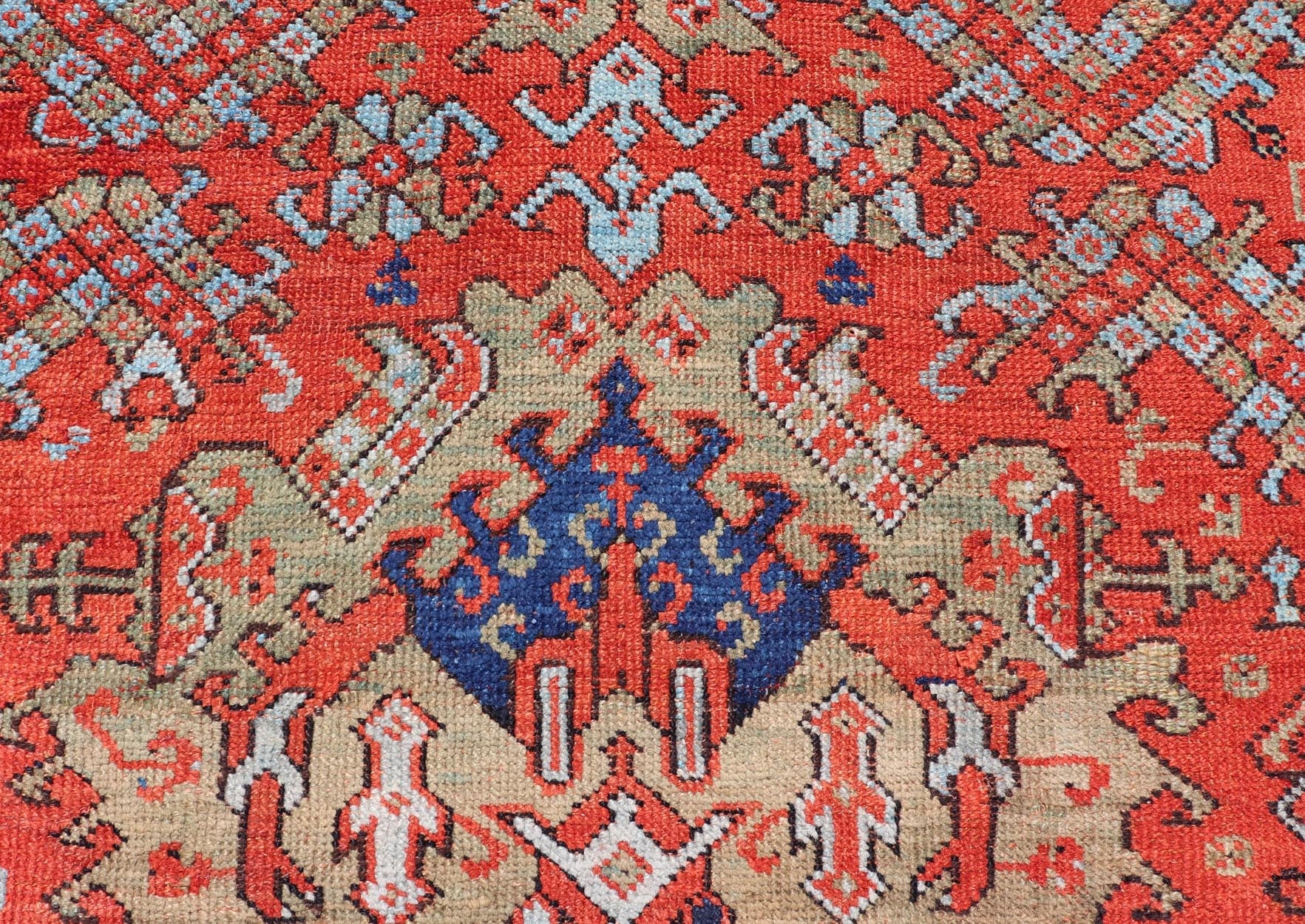 Early 20th Century Antique Oushak Rug in Large Medallions by Keivan Woven Arts Measures: 12'0 x 14'7 Keivan Woven Arts Early 20th Century Antique Turkish Oushak Rug. Keivan Woven Arts / rug KBE - 240205, country of origin / type: Turkey ... - Keivan Woven ArtsKBE - 240205 - 27652Rug