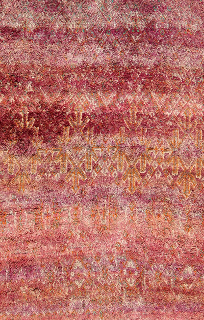 Beautiful Tribal Design Vintage Moroccan Rug in Purple, Red, Orange, and Green Tribal design Moroccan Vintage rug in Purple, Red, Orange, and Green rug KBE - LCB - 18 - 22, country of origin / type: Morocco / Tribal, circa 1940. Vintage Beni Ourain,... - Keivan Woven ArtsKBE - LCB - 18 - 22 - 9591Rug