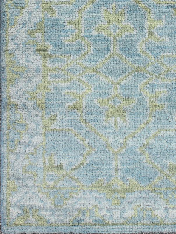 Small Oushak Rug with All - Over Symmetrical Design in Blue and Green Small Oushak Rug, rug OB - 103433352 - 0623019, country of origin / type: India / Oushak, circa Early - 21st Century. Measures: 2'0 x 3'0. - Keivan Woven ArtsKBE - OB - 103433352 - 0623019 - 7529Rug