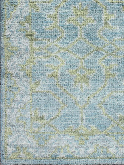 Small Oushak Rug with All - Over Symmetrical Design in Blue and Green Small Oushak Rug, rug OB - 103433352 - 0623019, country of origin / type: India / Oushak, circa Early - 21st Century. Measures: 2'0 x 3'0. - Keivan Woven ArtsKBE - OB - 103433352 - 0623019 - 7529Rug