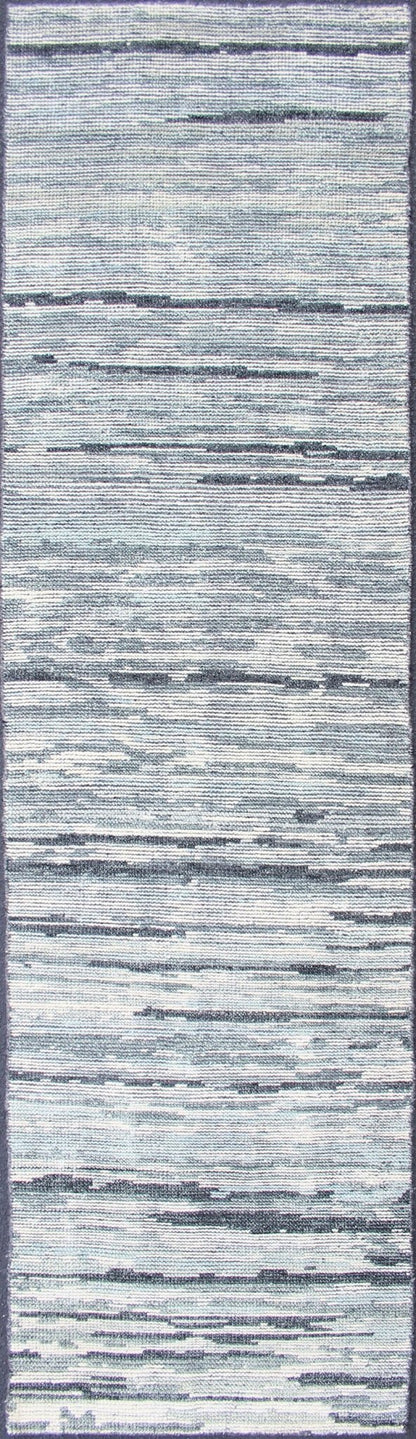 Modern Design Runner in Silver, Green, Gray, White & Neutral Tones. Silver, Green, Gray, White and steel - blue tones rug with modern design, rug KHN - 1002 - TR - 876, country of origin / type: India The modern design of this distressed piled r... - Keivan Woven ArtsKHN - 1002 - TR - 876 - 13254Rug