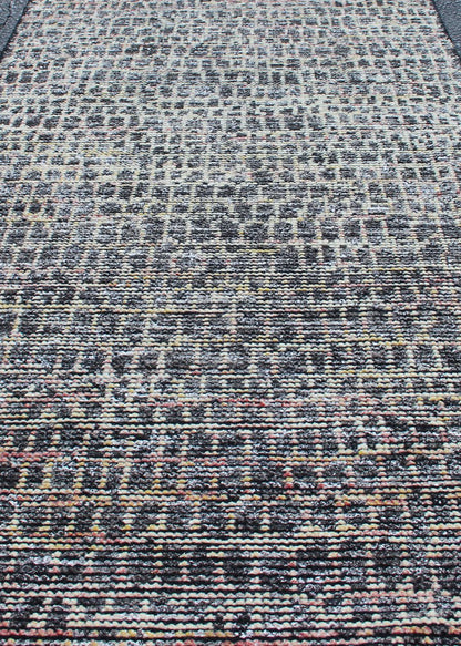 Modern Design Runner with All - over Checkerboard Design. Charcoal, yellow, Blue and white tones rug with modern free flowing design, rug AKHN - 1004 - POLLOC - 02, country of origin / type: India The subdued design of this piled Checkerboard Des... - Keivan Woven ArtsKHN - 1004 - POLLOC - 02 - 13888Rug