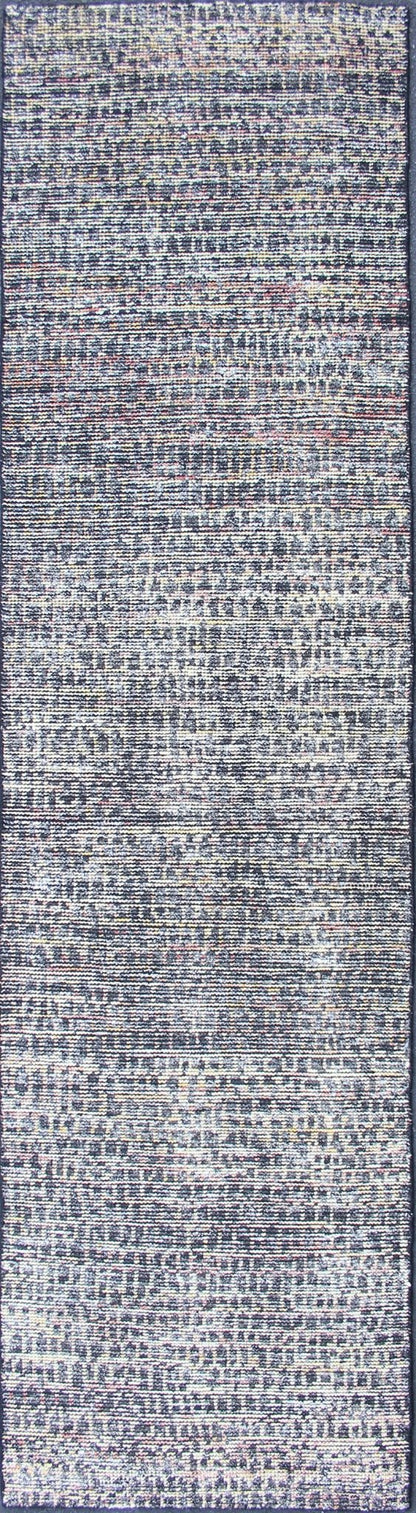 Modern Design Gallery Runner with All - over Checkerboard Design Hand - Knotted in Wool Measures: 2'7 x 10 Country of Origin: India; Type: Modern; Design: Checkered, Gingham, All - Over; Charcoal, Yellow, Blue and white tones rug with modern f... - Keivan Woven ArtsKHN - 1005 - POLLOC - 02 - 13892