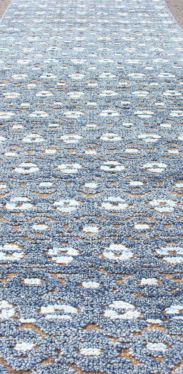 Keivan Woven Arts Modern Design Runner in Blue and Brown Tones. Keivan Woven Arts / rug KHN - 1011 - TR - 488, country of origin / type: India. Measures: 2'7 x 10 The modern design of this distressed piled rug makes it perfect for modern/ casual inte... - Keivan Woven ArtsKHN - 1011 - TR - 488 - 13903Rug