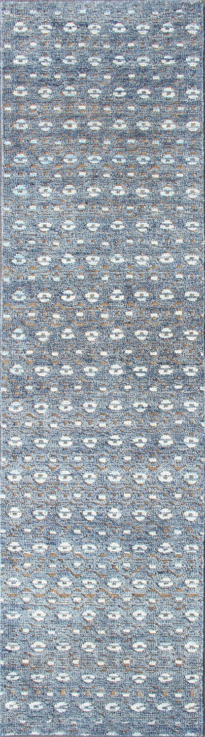 Keivan Woven Arts Modern Design Runner in Blue and Brown Tones. Keivan Woven Arts / rug KHN - 1011 - TR - 488, country of origin / type: India. Measures: 2'7 x 10 The modern design of this distressed piled rug makes it perfect for modern/ casual inte... - Keivan Woven ArtsKHN - 1011 - TR - 488 - 13903Rug