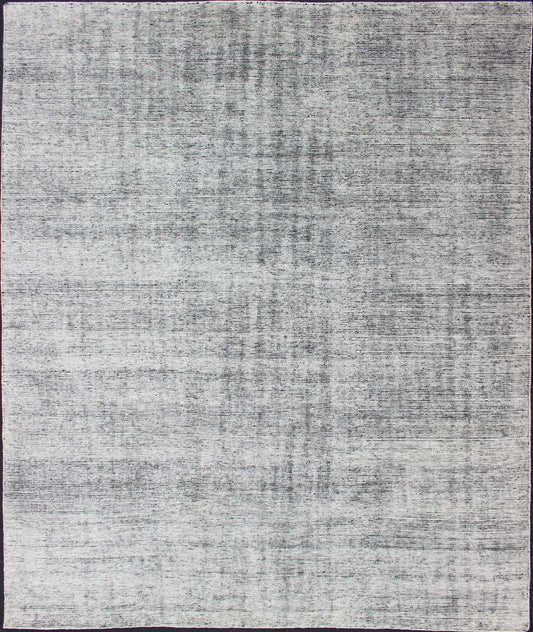Indian Hand - Knotted Distressed Modern Abstract Black and White Area Rug Measures 9'2 x 11'10 Country of Origin: India; Type: Modern, Distressed Modern; Design: Minimal, Abstract, Modern; Keivan Woven Arts: rug KHN - 1018 - J1 - BLACK; ... - Keivan Woven ArtsKHN - 1018 - J1 - BLACK - 13498