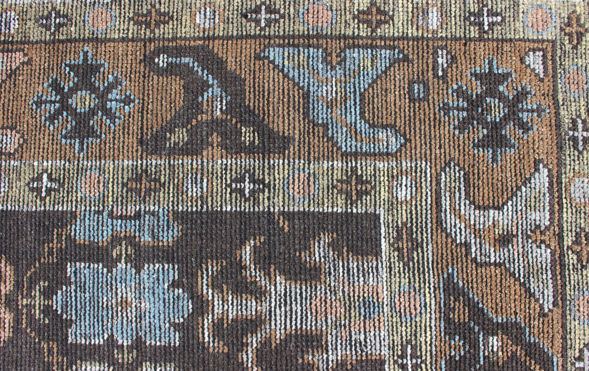 Modern Oushak Rug With Multi - Colored Pattern by Keivan Woven Arts Distressed multi colored design piled rug, Keivan Woven Arts rug KHN - 1019 - TR - 781, country of origin / type: India / Modern Piled Rug. A unique blend of historical and modern desig... - Keivan Woven ArtsKHN - 1019 - TR - 781 - 13504Rug