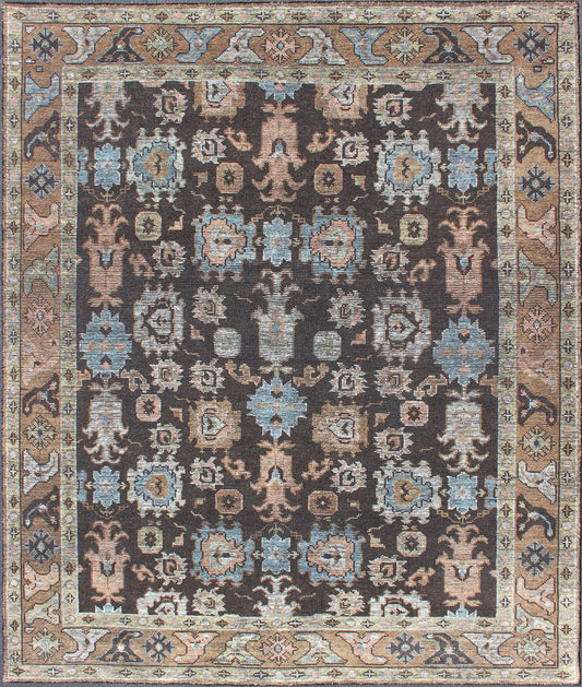 Modern Oushak Rug With Multi - Colored Pattern by Keivan Woven Arts Distressed multi colored design piled rug, Keivan Woven Arts rug KHN - 1019 - TR - 781, country of origin / type: India / Modern Piled Rug. A unique blend of historical and modern desig... - Keivan Woven ArtsKHN - 1019 - TR - 781 - 13504
