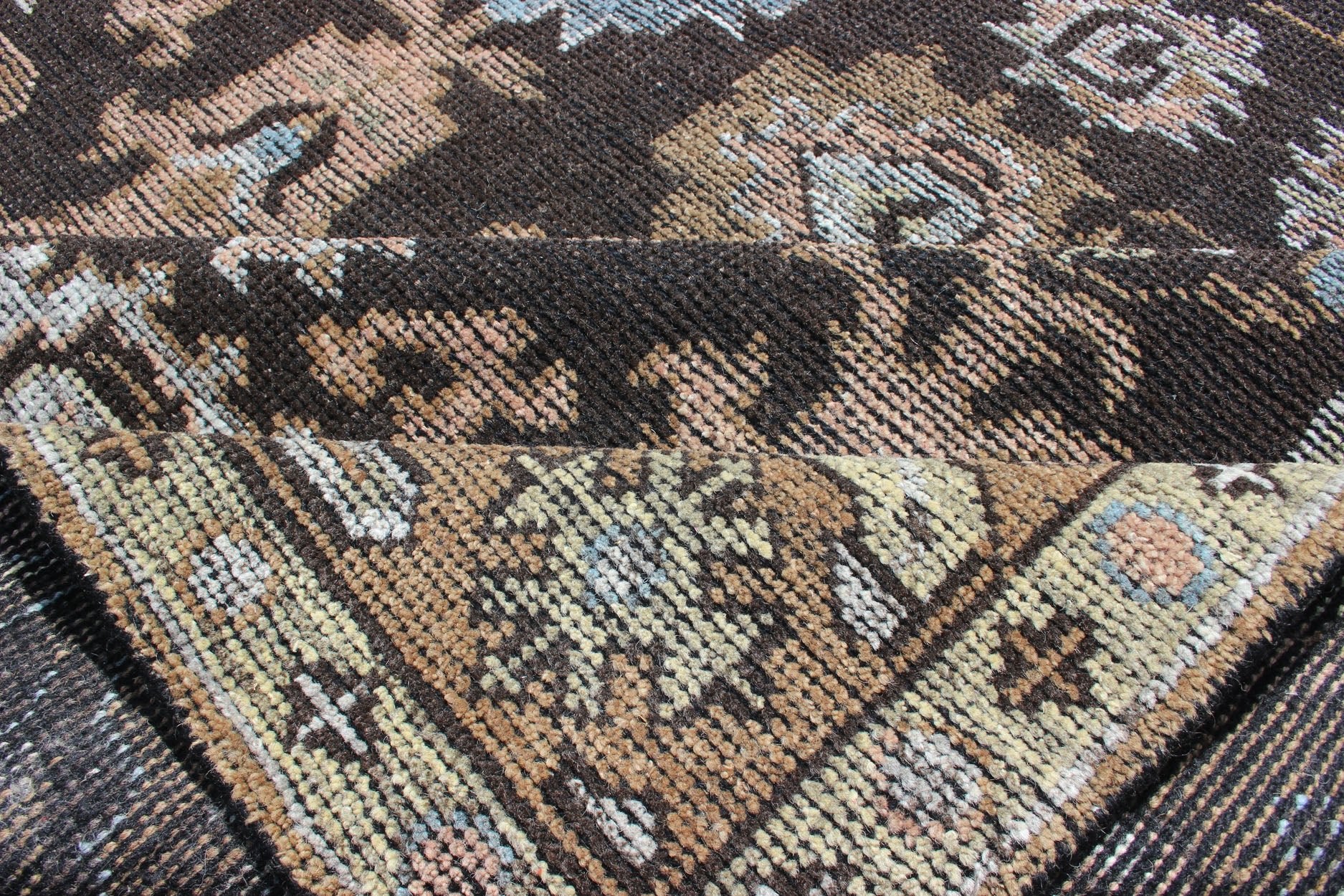 Modern Oushak Rug With Multi - Colored Pattern by Keivan Woven Arts Distressed multi colored design piled rug, Keivan Woven Arts rug KHN - 1019 - TR - 781, country of origin / type: India / Modern Piled Rug. A unique blend of historical and modern desig... - Keivan Woven ArtsKHN - 1019 - TR - 781 - 13504Rug