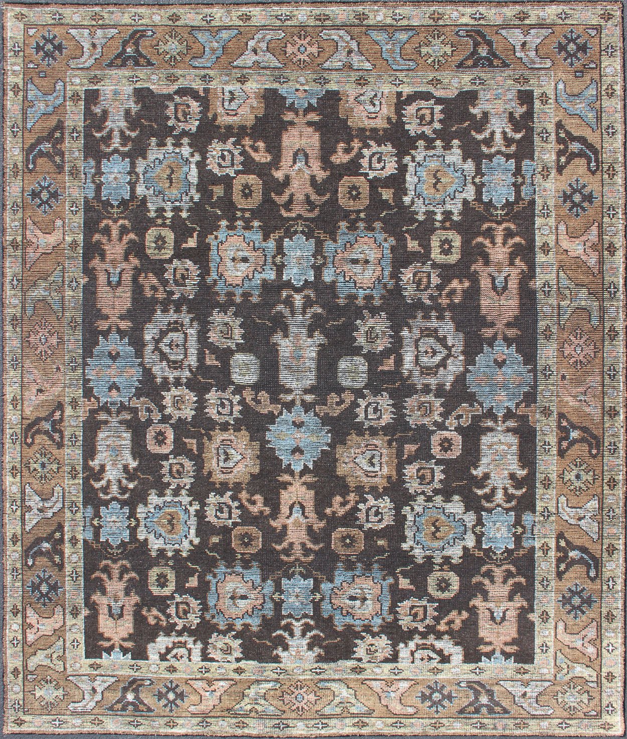 Modern Oushak Rug With Multi - Colored Pattern by Keivan Woven Arts Distressed multi colored design piled rug, Keivan Woven Arts rug KHN - 1019 - TR - 781, country of origin / type: India / Modern Piled Rug. A unique blend of historical and modern desig... - Keivan Woven ArtsKHN - 1019 - TR - 781 - 13504Rug