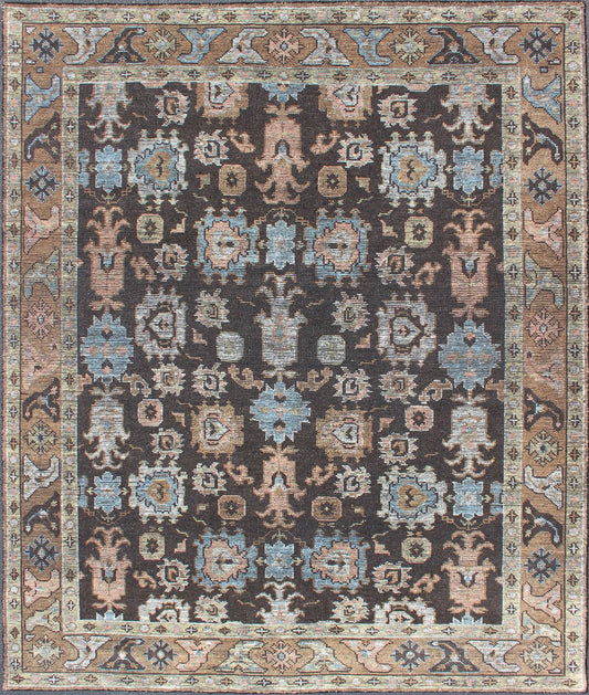 Modern Oushak Rug With Multi - Colored Pattern by Keivan Woven Arts Distressed multi colored design piled rug, Keivan Woven Arts rug KHN - 1019 - TR - 781, country of origin / type: India / Modern Piled Rug. A unique blend of historical and modern desig... - Keivan Woven ArtsKHN - 1019 - TR - 781 - 13504Rug