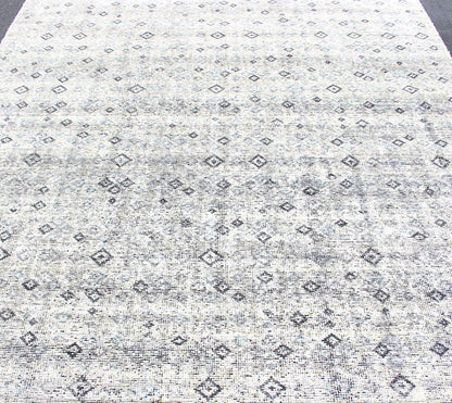 Modern Distress Area Rug With. Asymmetrical Diamonds on A White Background - Keivan Woven ArtsKHN - 1020 - TR - 816 - 13510
