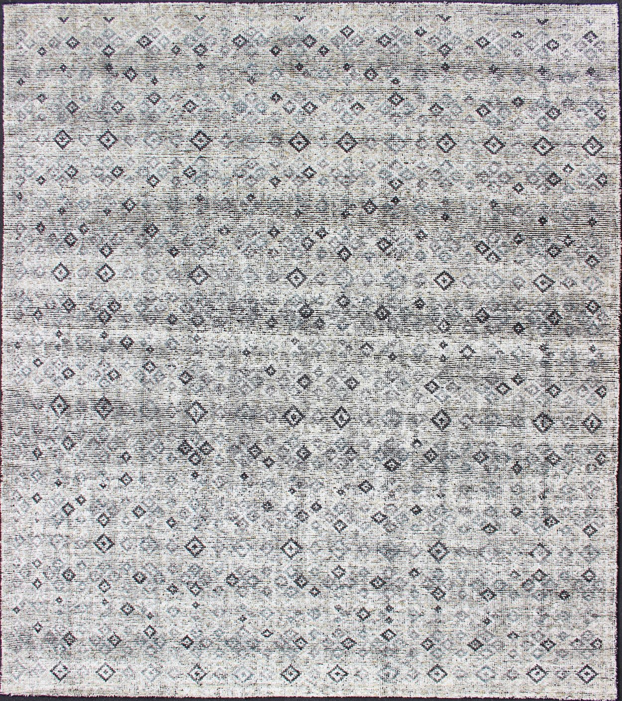 Modern Distress Area Rug With. Asymmetrical Diamonds on A White Background - Keivan Woven ArtsKHN - 1020 - TR - 816 - 13510
