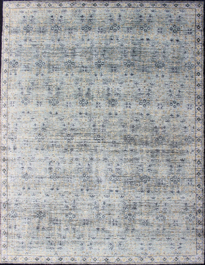 Distressed Modern rug, Hand - Woven Area Rug in Lt Sage, Gray and Yellow. Country of Origin: India; Type: Modern; Design; All - Over, Abstract - Floral; Keivan Woven Arts; rug KHN - 1021 - ARI - 27 Measures; 8'1 x 11'2 This Indian modern rug was ha... - Keivan Woven ArtsKHN - 1021 - ARI - 27 - 13514Rug