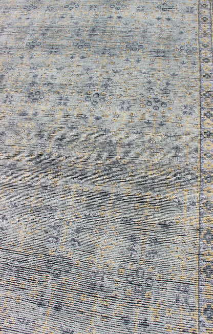 Distressed Modern rug, Hand - Woven Area Rug in Lt Sage, Gray and Yellow. Country of Origin: India; Type: Modern; Design; All - Over, Abstract - Floral; Keivan Woven Arts; rug KHN - 1021 - ARI - 27 Measures; 8'1 x 11'2 This Indian modern rug was ha... - Keivan Woven ArtsKHN - 1021 - ARI - 27 - 13514Rug