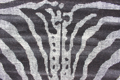 Measures:8'4 x 10'1 Black and White Zebra Design Distressed Modern Rug. Ivory, Black and charcoal modern zebra design distressed piled rug. Keivan Woven Arts / rug KHN - 1023 - TR - 1048, country of origin / type: India / Modern Piled Rug. A uniqu... - Keivan Woven ArtsKHN - 1023 - TR - 1048 - 13522Rug