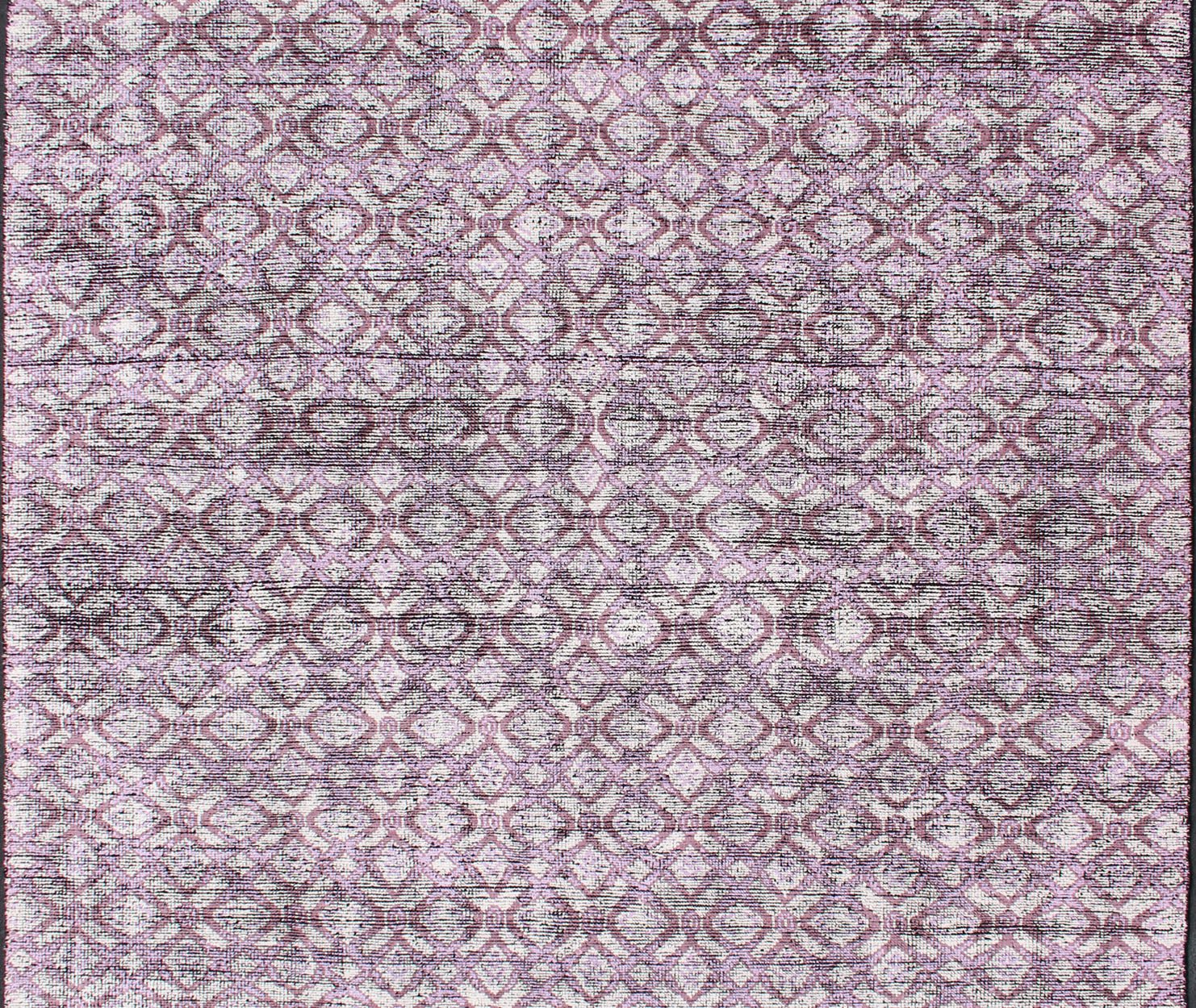 Silk Modern Distressed Rug in Light Purple, Gray and White. Multi Shades of white, cream, light purple, and gray with charcoal foundation showing in this unique modern distressed piled rug, rug KHN - 1024 - ARI - 13, country of origin / type: India / Ind... - Keivan Woven ArtsKHN - 1024 - ARI - 13 - 13528
