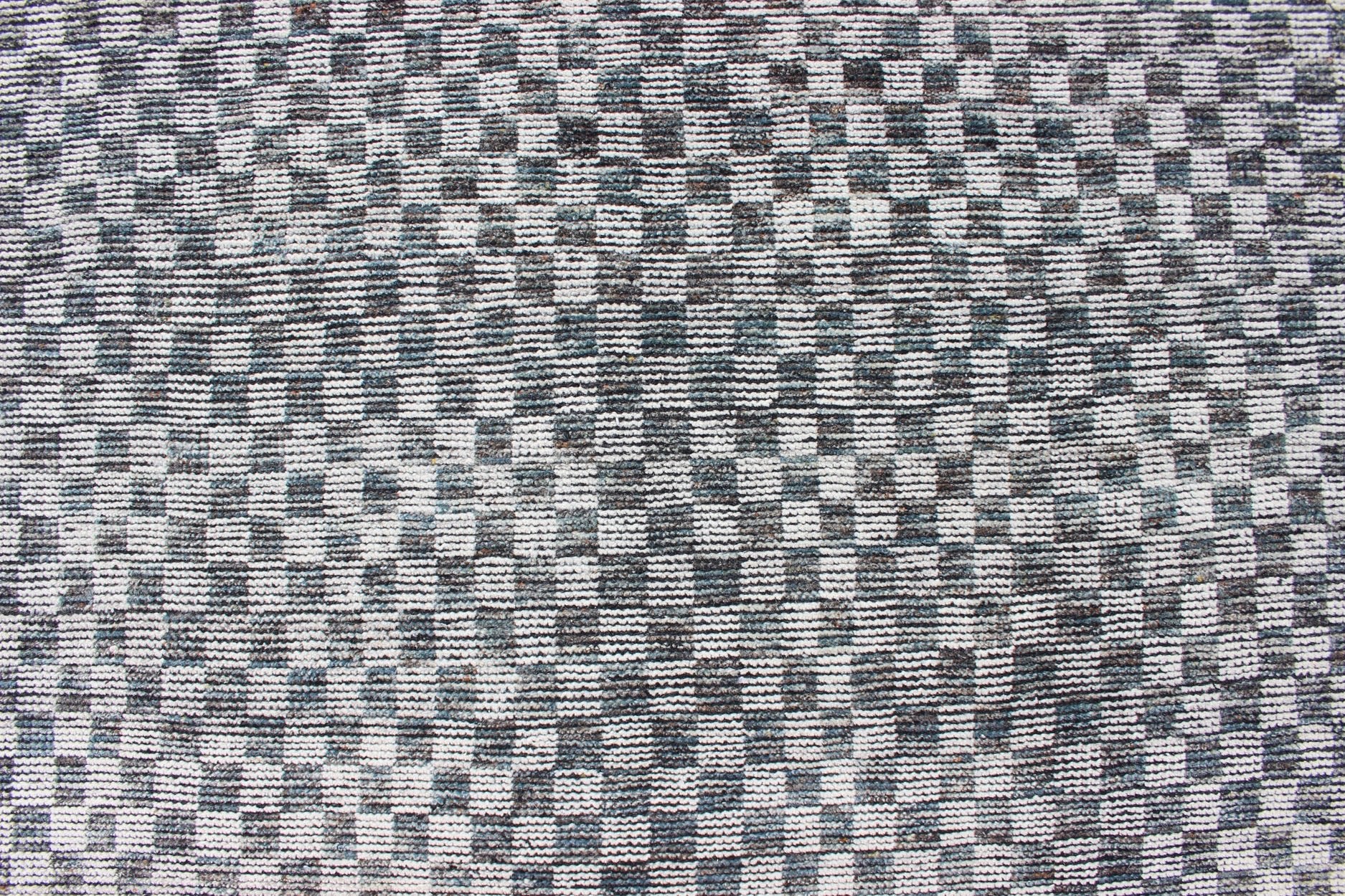 Modern Design Destressed Rug by Keivan Woven Arts. Minimalist and Modern Design Destressed Rug in Shades of Teal, White, Teal Blue, Teal green and charcoal along with white modern checkered designed piled rug, rug KHN - 1025 - TR - 453, country of origin... - Keivan Woven ArtsKHN - 1025 - TR - 453 - 13534
