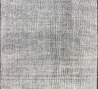 Minimalist Modern Design Distressed Rug in Shades of White and Taupe. Shades of White and Taupe/green modern distressed piled rug, rug KHN - 1030 - TR - 578, country of origin / type: India / Distressed Modern Piled Rug. This distressed modern des... - Keivan Woven ArtsKHN - 1030 - TR - 578 - 13568Rug