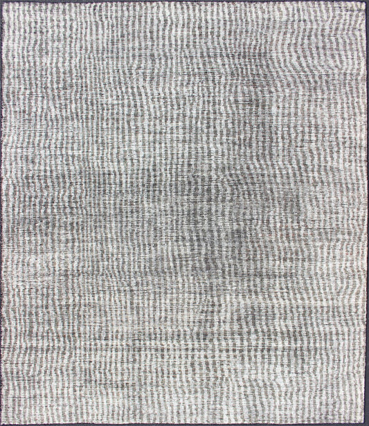 Minimalist Modern Design Distressed Rug in Shades of White and Taupe. Shades of White and Taupe/green modern distressed piled rug, rug KHN - 1030 - TR - 578, country of origin / type: India / Distressed Modern Piled Rug. This distressed modern des... - Keivan Woven ArtsKHN - 1030 - TR - 578 - 13568