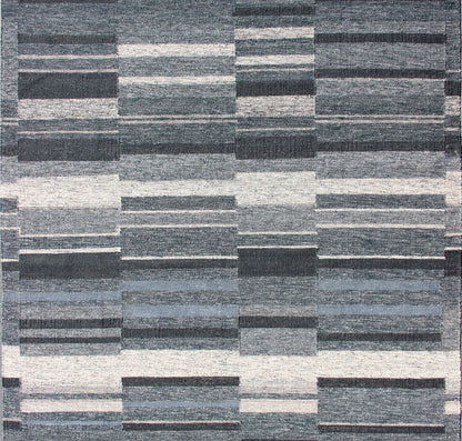 Modern Scandinavian Flat - Weave Rug With Striped Panel Design in Gray, Steel Blue Keivan Woven Arts - Modern Scandinavian flat - weave rug with paneled design in gray, dark gray blue, blue gray , steel blue and ivory. rug KHN - 1032 - SW - 07, country of orig... - Keivan Woven ArtsKHN - 1032 - SW - 07 - 13548