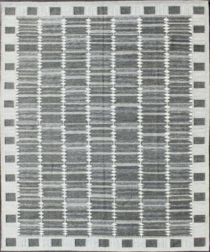 Modern Scandinavian Flat - Weave Rug With Geometric Design in Gray Tones. Keivan Woven Arts - Modern Scandinavian flat - weave rug with geometric design in gray and creams, rug KHN - 1034 - SW - 10, country of origin / type: India / Scandinavian flat - weave ... - Keivan Woven ArtsKHN - 1034 - SW - 10 - 13556