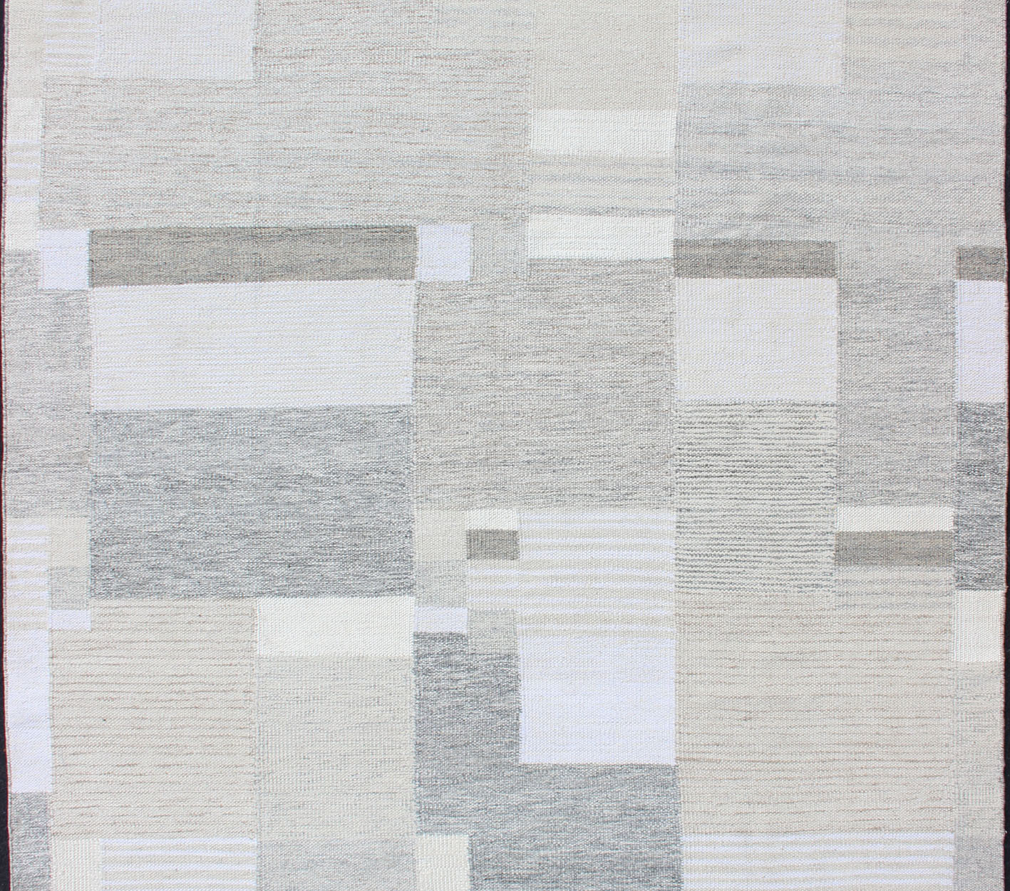 Modern Scandinavian Flat - Weave Rug Design in Gray, beige, Creams & White Tones. Gray, beige, light Brown, white and cream modern design Scandinavian style flat - weave rug, rug rjk - 20011 - shb - 004 - 02, country of origin / type: India / Scandinavian f... - Keivan Woven ArtsKHN - 1037 - SW - 08 - 13560Rug