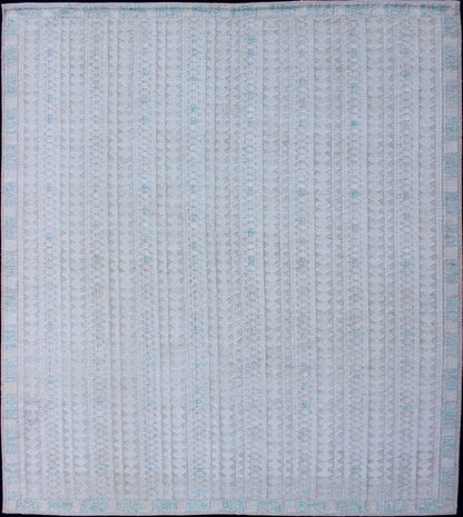 Modern Swedish Design Rug with All - Over Design in White, Taupe & Light Blue. Modern Scandinavian/Swedish Rug with minimalist geometric design in Pastel and neutral Colors. rug KHN - 1038, Modern Rug, Modern Scandinavian Rug This Scandinavian F... - Keivan Woven ArtsKHN - 1038 - SW - 11 - 13564