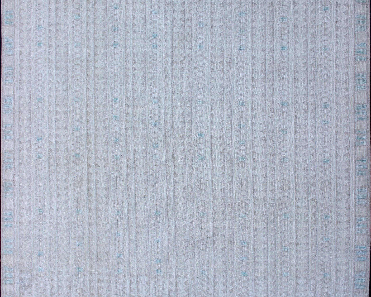 Modern Swedish Design Rug with All - Over Design in White, Taupe & Light Blue. Modern Scandinavian/Swedish Rug with minimalist geometric design in Pastel and neutral Colors. rug KHN - 1038, Modern Rug, Modern Scandinavian Rug This Scandinavian F... - Keivan Woven ArtsKHN - 1038 - SW - 11 - 13564Rug