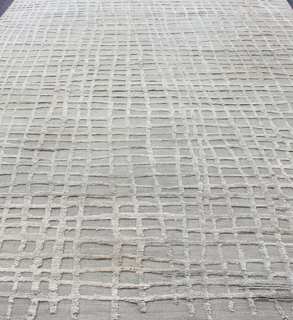 Modern High - Low Texture Large Rug in Minimalist Design With Taupe and White Keivan Woven Arts - Modern piled rug in shades of taupe and white pile and high - low texture, rug KHN - 1040, country of origin / type: India / Modern Piled Rug. Wit... - Keivan Woven ArtsKHN - 1040 - 13486Rug