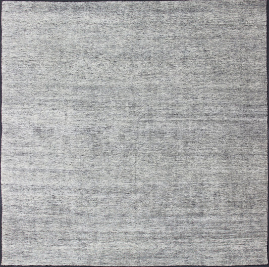 Square Modern Rug in Solid white color with distressed pile and Charcoal Weft. A perfect Square Modern Rug in minimalist Solid white color and distressed pile. rug /HN - 1043 - J2 - , country of origin / type: India / Modern Piled Rug. With a uni... - Keivan Woven ArtsKHN - 1043 - J2 - BLACK - 13396