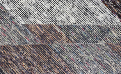 Modern Indian Wool Abstract Design Large Area Rug in Blues and Neutrals Measures 11'10 x 14'10 This oversized area rug features soft wool hand - knotted into a durable and smooth pile. The field has no border, and displays an abstract desi... - Keivan Woven ArtsKHN - 18953 - TR - 692 - 21018