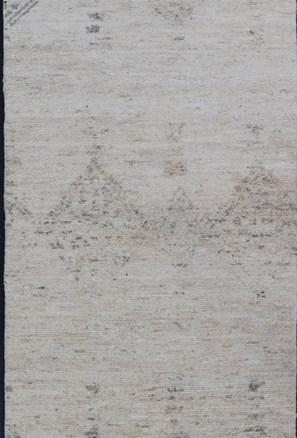 Long Modern Gallery Runner in Neutrals With Moroccan Styled Diamond Design Measures 4'5 x 14'0 This modern gallery runner features a creamy beige field homing darker neutral diamonds, loosely resembling Moroccan tribal designs. This pie... - Keivan Woven ArtsKHN - 34907 - TR - 1057 - 21054Rug