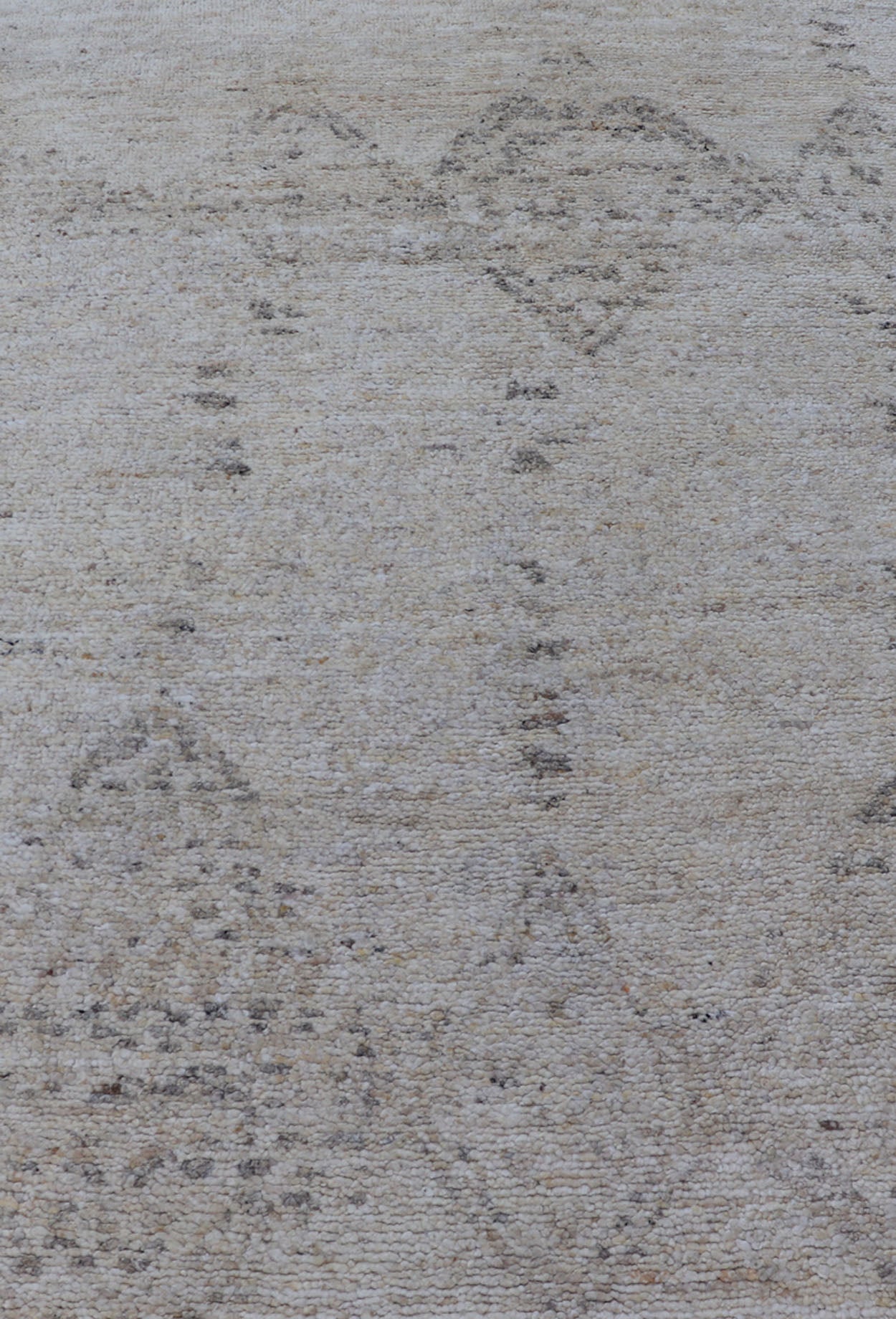 Hand Knotted Neutral Modern Gallery Runner with Tribal Diamond Design in Light Gray Measures 5'3 x 15'0 This modern Indian gallery runner features a faded creamy beige field homing light gray diamonds, loosely resembling Moroccan triba... - Keivan Woven ArtsKHN - 34909 - TR - 1057 - 21066