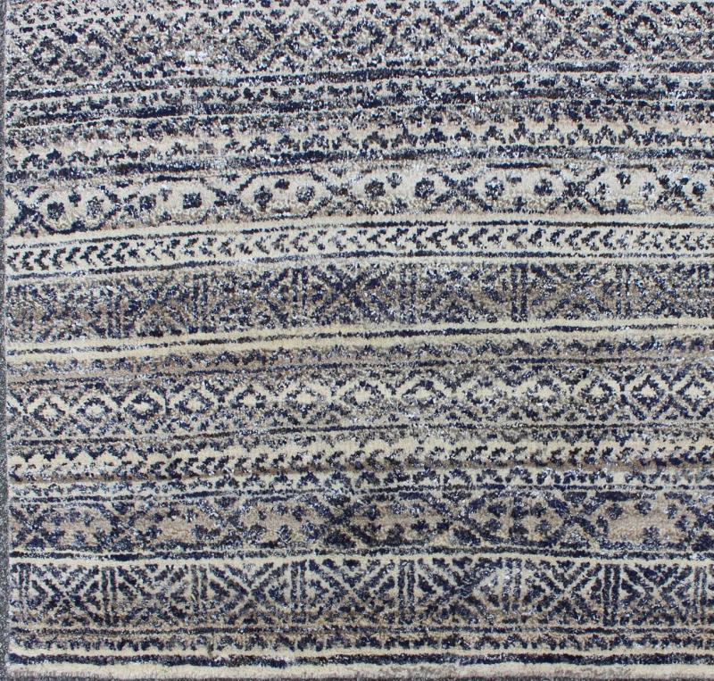 Shades of Midnight Blue, Royal Blue and Charcoal Modern Design Piled Rug Shades of Midnight Blue, Royal Blue and Charcoal Modern Design Piled Rug in striped design. Keivan Woven Arts / rug KHN - 416 , country of origin / type: India / Scandinavia... - Keivan Woven ArtsKHN - 416 - TR - D2 - 60 - 6454Rug