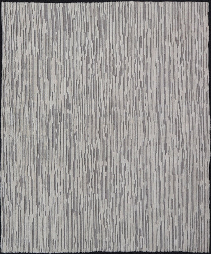 Measures 11'8 x 14' This Squared shape modern area rug was hand - knotted. Common with modern rugs, this piece features hi low and no defined border in neutral colors such as off white, cream, gray taupe. The field is a wood grain - like pattern, ut... - Keivan Woven ArtsKHN - 43558 - TR - 857 - 20866Rug