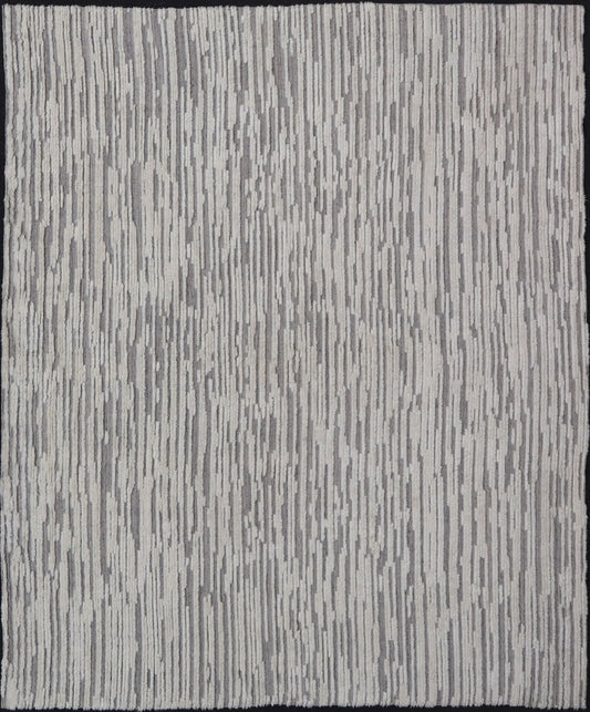 Measures 11'8 x 14' This Squared shape modern area rug was hand - knotted. Common with modern rugs, this piece features hi low and no defined border in neutral colors such as off white, cream, gray taupe. The field is a wood grain - like pattern, ut... - Keivan Woven ArtsKHN - 43558 - TR - 857 - 20866Rug