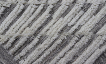 Measures 11'8 x 14' This Squared shape modern area rug was hand - knotted. Common with modern rugs, this piece features hi low and no defined border in neutral colors such as off white, cream, gray taupe. The field is a wood grain - like pattern, ut... - Keivan Woven ArtsKHN - 43558 - TR - 857 - 20866Rug